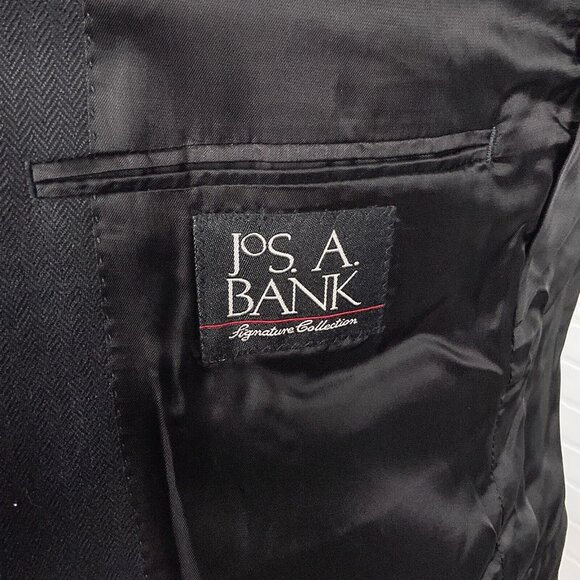 Jos A Bank Blazer Men 40R Black Gray Herringbone Signature Silk Camel Hair - Picture 6 of 12